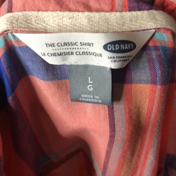 Old Navy The Classic Shirt Button Down Plaid Women’s Size Large EUC - Picture 6 of 7